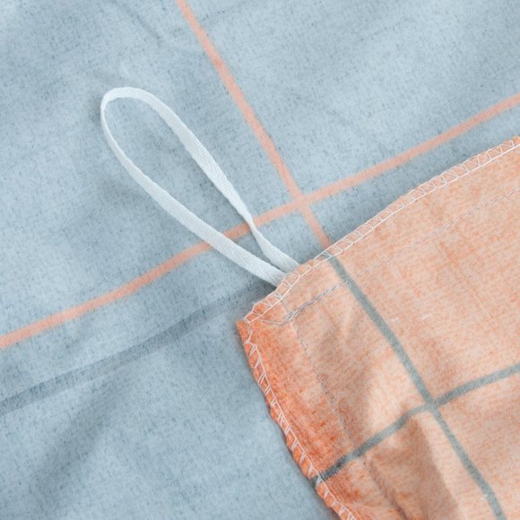 3 Pcs King Microfiber Duvet Cover Set, Orange Grid - Picture 5 of 6